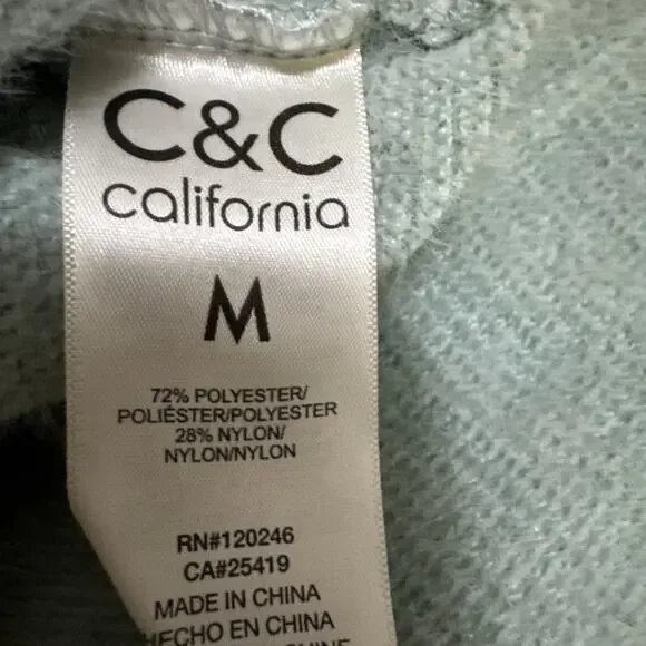 C&C California Sweater Womens Size Medium Seafoam Pullover V-Neck Knit Cotton - Picture 5 of 14